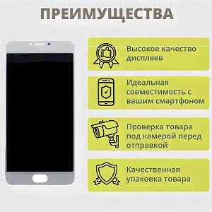 Дисплей для телефона Meizu M3 Note (M681H прямой шлейф) в сборе с тачскрином Белый-1