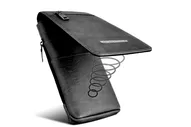 Чехол-сумка-кошелек-бумажник-портмоне MyPads Puloka & Classic для Meizu 21 Note с отделениями для двух телефонов, с магнитной крышкой, с карабином для переноски, из эко-кожи черный